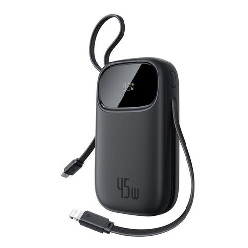 Baterie externa Baseus EnerFill FC31 Qpow 3 20.000 mAh, 45W, cablu USB-C si Lightning incorporat (Negru)