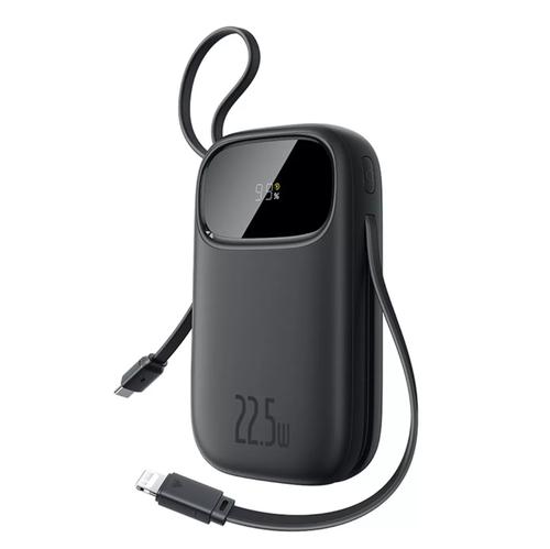 Baterie externa Baseus EnerFill FC31 10.000 mAh, Digital Display, 22.5W, cu cablu USB-C si Lightning inclus (Negru)