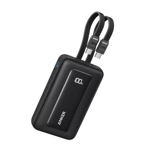 Acumulator extern Anker Zolo 20.000 mAh, 45W, 2x Cablu USB-C incorporat (Negru)