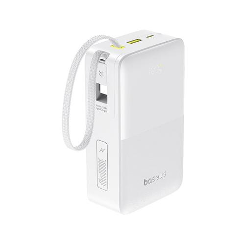 Acumulator Extern Baseus EnerFill Bipow 2 Pro, Digital Display, 30.000 mAh, 22.5W, cu cablu USB-C inclus (Alb)