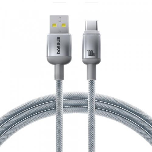 Cablu Date si Incarcare USB-A - USB-C Baseus Discolor E0420700, 100W, 2m, Argintiu