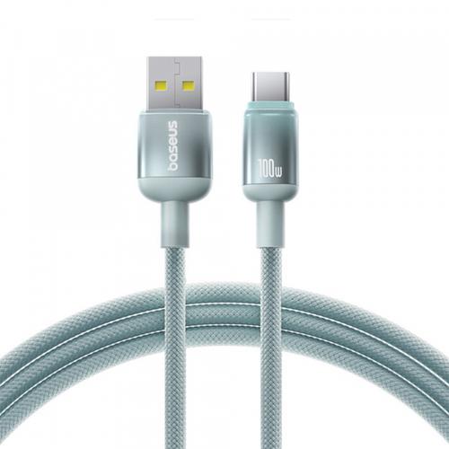 Cablu Date si Incarcare USB-A - USB-C Baseus Discolor E0420801, 100W, 1m, Verde