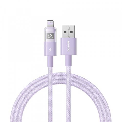 Cablu Date si Incarcare USB-A - Lightning Baseus Display 2 P10382700511-00, 12W, 1m, Mov