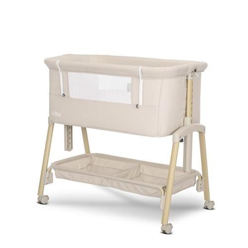 Patut pliabil co-sleeper Lorelli Millie, 0 Luni+, max. 9 kg, inaltime reglabila 7 pozitii, sistem antireflux, plasa de tantari, saltea inclusa, Bej