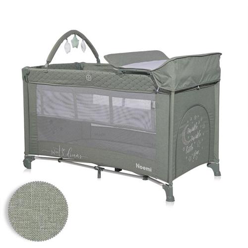 Patut pliabil Lorelli Noemi Plus, 2 nivele cu accesorii, 0 - 6 luni, maxim 11kg, Verde