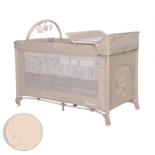 Patut pliabil Lorelli Noemi Plus, 2 nivele cu accesorii, 0 - 6 luni, maxim 11kg, Bej