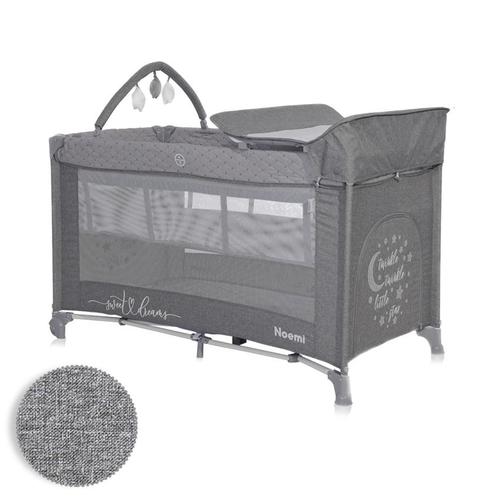 Patut pliabil Lorelli Noemi Plus, 2 nivele cu accesorii, 0 - 6 luni, maxim 11kg, Gri