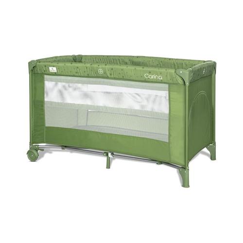 Patut pliabil Lorelli Carina, 2 nivele, deschidere laterala cu fermoar, prevazut cu roti cu frana, Verde