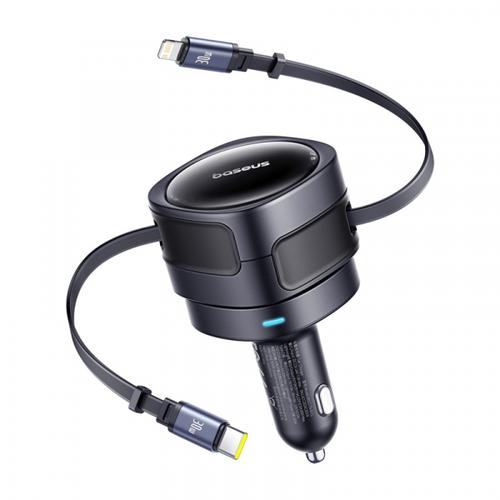 Incarcator Auto Cu Cablu USB-C / Lightning Baseus Enjoyment Max, 60W, 3A, C00035507121-00 (Negru)