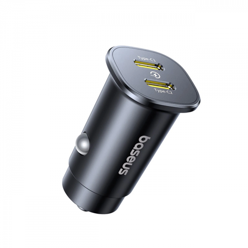 Incarcator Auto Baseus GoTrip, 30W, 3A, 2 x USB-C (Negru)