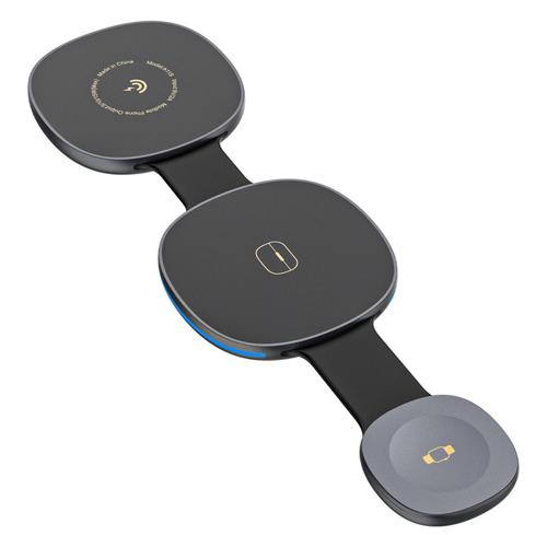 Incarcator retea Dudao A11S 3in1, Wireless, 15W (Negru)