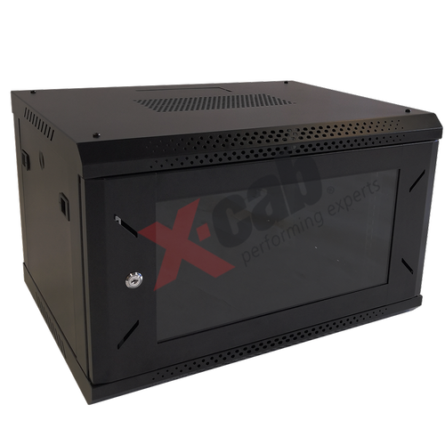 Cabinet metalic de perete 19inch Xcab S, tip rack wallmount, 9U 600x800 mm,  Negru