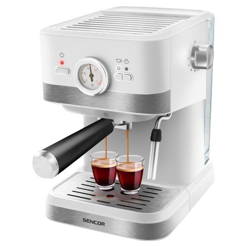 Espressor manual Sencor SES1720WH, 1050 W, 20 bar, Rezervor 1.5 l, Abur pentru spumare lapte (Alb)