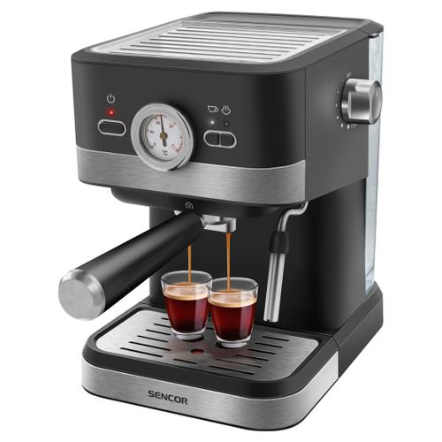 Espressor manual Sencor SES1721BK, 1050 W, 20 bar, Rezervor 1.5 l, Abur pentru spumare lapte (Negru)
