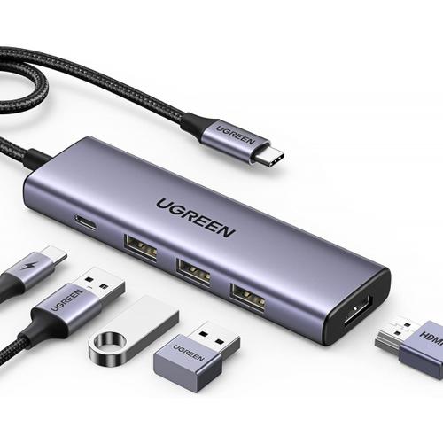 Hub USB-C UGREEN CM511, 3 x USB-A 3.0, 1 x USB-C, 1 x HDMI (Gri)