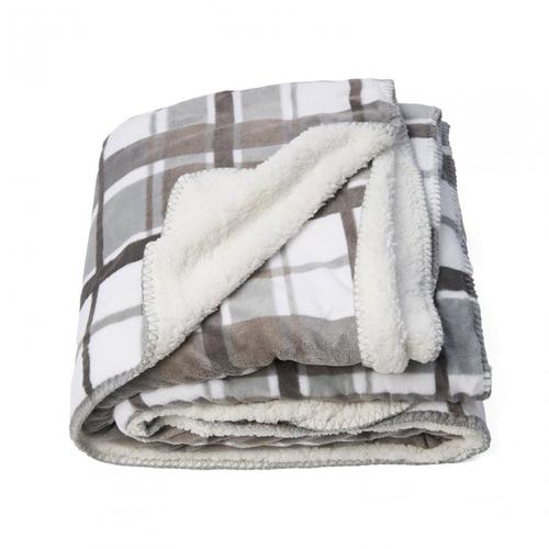 Patura blanita carouri gri 160x200 cm, Heinner HR-BLKSHP160-GREY