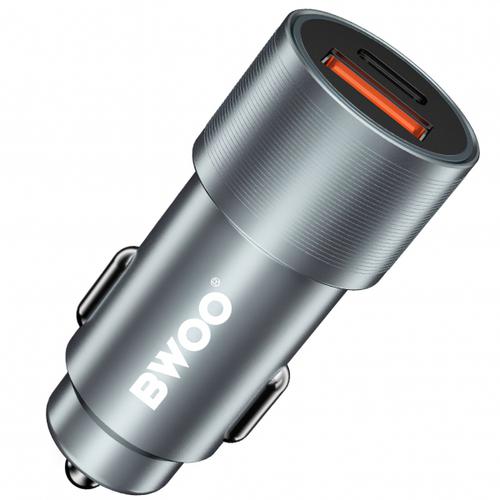 Incarcator Auto BWOO BO-CC73, 38W, 1 x USB-A, 1 x USB-C (Argintiu)