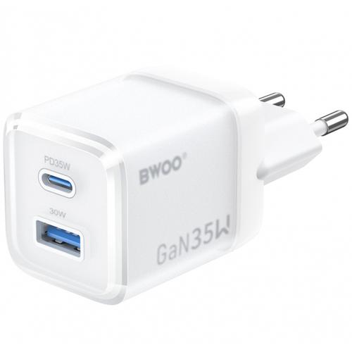 Incarcator retea BWOO CDA222, 35W, 1 x USB-A, 1 x USB-C (Alb)