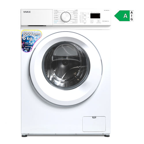 Masina de spalat rufe slim VIVAX WFL-100616CDSI, 6kg, 1000 RPM, Motor Inverter, Clasa A, 16 Programe, Ecran LED (Alb)
