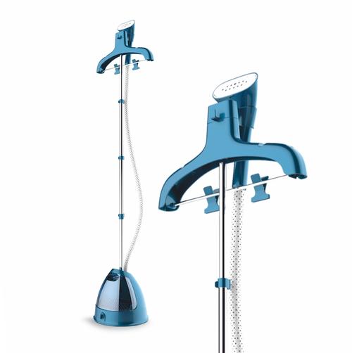 Aparat de calcat cu aburi vertical Daewoo DGS175, 1750 W, placa abur din inox, umeras inclus, suport telescopic, Rezervor apa 2.5 L (Albastru)