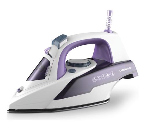 Fier de calcat Daewoo DSI3000P, 2600 W, talpa ceramica, jet abur puternic 25 g/minut, abur vertical, auto curatare, anti picurare, anti calcar, capacitate rezervor 300 ml (Alb/Mov)