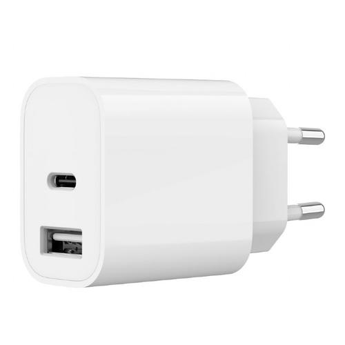 Incarcator retea Gembird TA-UC-2AC12-01, 1x USB Type-C, 1x USB-A, 2.4A, 12W (Alb)