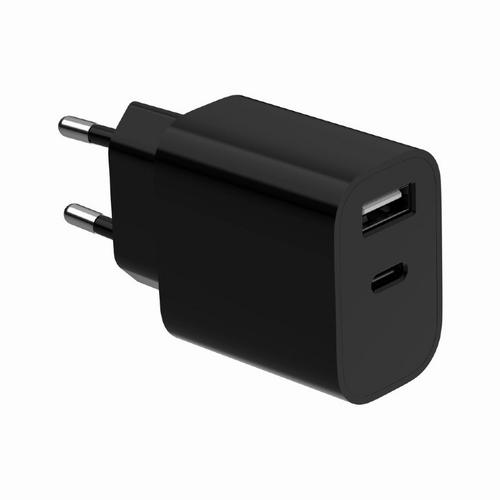 Incarcator retea Gembird TA-UC-2AC12-01-BK, 12 W, 1x USB Type-C, 1x USB-A, 2.4A (Negru)