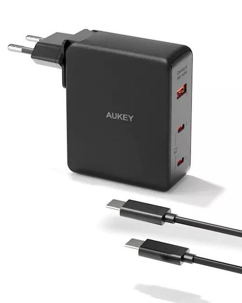 Incarcator retea Aukey PA-B7O BK, 140 W, 2 x USB-C, 1 x USB-A (Negru)