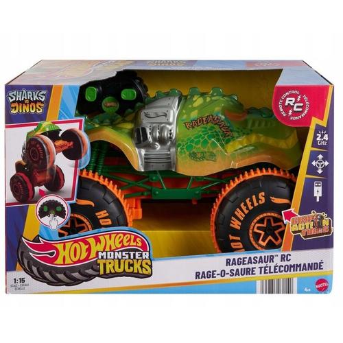 Masinuta Hot Wheels Monster Truck R/C Rageasaur 1:15, Mattel, cu telecomanda