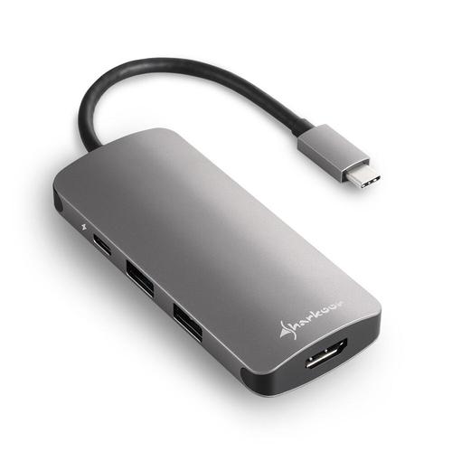 Hub USB Sharkoon, 3 x USB3.0, 1 USB C, HDMI, Argintiu