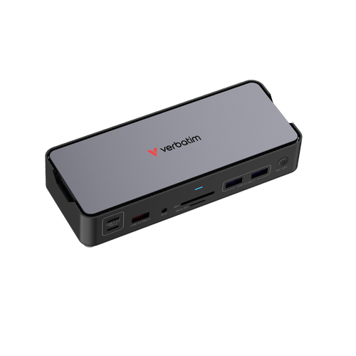 Docking Station Verbatim Pro 32171, 15 Porturi, 80 W, HDMI, DisplayPort, USB-A/C, microSD/SD, Audio (Negru/Gri)