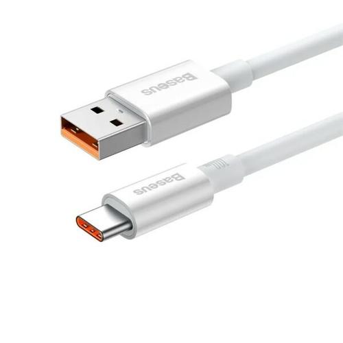 Cablu de date Baseus Superior, Fast Charging, USB la USB Type-C 100W, braided, 0.25m, Alb