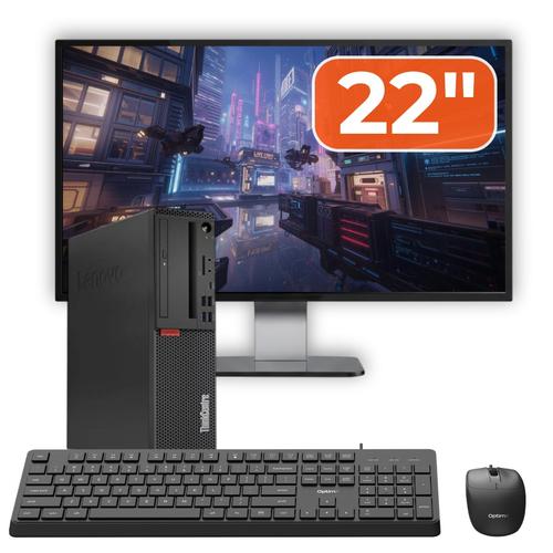 Pachet PC refurbished Lenovo ThinkCentre M720s SFF, Intel Core i5-9400 2.90-4.10GHz, 8GB DDR4, 256GB SSD NVMe + Monitor 22" + cadou tastatura si mouse OptimX Pro KM500