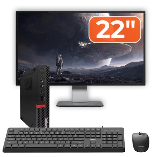 Pachet PC refurbished Lenovo ThinkCentre M720q MiniPC, Intel Core i5-9400T 1.80 - 3.40GHz, 8GB DDR4, 256GB SSD NVMe + Monitor 22" + cadou tastatura si mouse OptimX Pro KM500