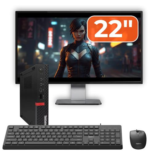 Pachet PC refurbished Lenovo ThinkCentre M720q MiniPC, Intel Core i7-8700T 2.40 - 4.00GHz, 8GB DDR4, 256GB SSD NVMe + Monitor 22" + cadou tastatura si mouse OptimX Pro KM500