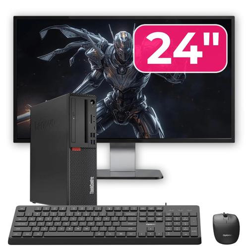 Pachet PC refurbished Lenovo ThinkCentre M720s SFF, Intel Pentium Gold G5600 3.90GHz, 8GB DDR4, 256GB SSD NVMe + Monitor 24" + cadou tastatura si mouse OptimX Pro KM500
