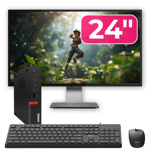 Pachet PC refurbished Lenovo ThinkCentre M720q MiniPC, Intel Core i7-8700T 2.40 - 4.00GHz, 8GB DDR4, 256GB SSD NVMe + Monitor 24" + cadou tastatura si mouse OptimX Pro KM500
