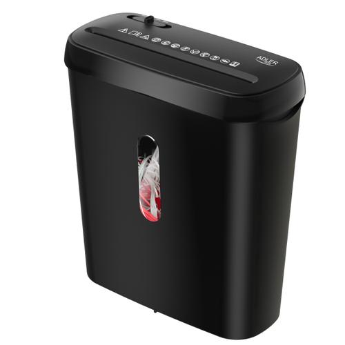 Distrugator de documente Adler AD 1039, 8 litri, 150 W, 70 db, Taiere 6 coli A4 simultan (Negru)