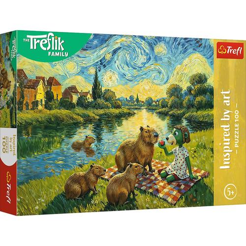 Puzzle Trefl Familia Treflik, Inspirat de Arta Hranirea Capibarelor, 100 de piese