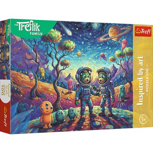 Puzzle Trefl Familia Treflik, Inspirat de Arta Fantezii Cosmice, 100 de piese