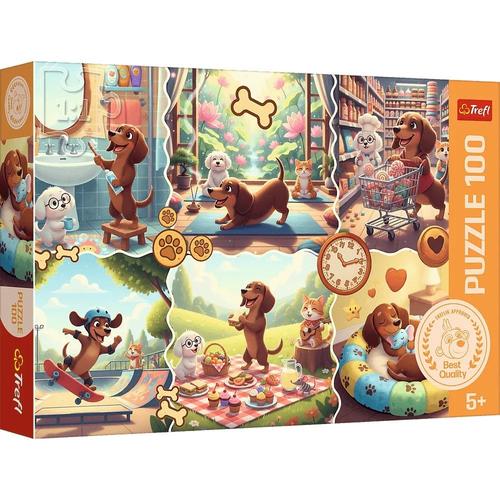 Puzzle Trefl O zi lunga a unui Teckel, 100 de piese