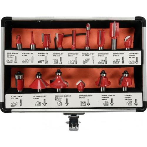 Set 15 freze lemn cu tija de 8 mm Yato YT-68002