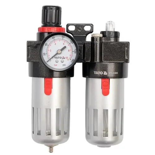 Filtru aer cu reductor si rezervor de ulei pentru compresoare Yato YT-2385, prindere 1/4inch