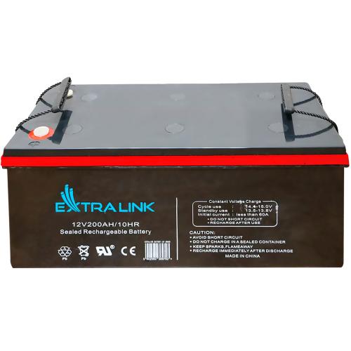 Baterie plumb-acid pentru UPS, Extralink, AGM, 12V, 200Ah, Fara intretinere, Pentru o sursa neintreruptibila, VRLA, Extern, Negru