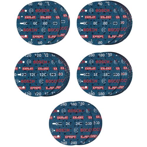 Set 55 discuri abrazive Bosch Expert O780,150 mm diametru disc, 60/80/120/180/240 granulatie