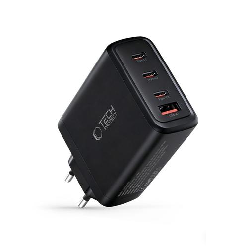 Incarcator retea Tech-Protect NC140W-GAN, 3x USB-C, 1x USB-A, Power Delivery 140W, Negru