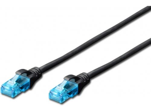 Patch cord Digitus DK-1512-100/BL, U/UTP, CAT.5e, PVC, 10m (Negru)