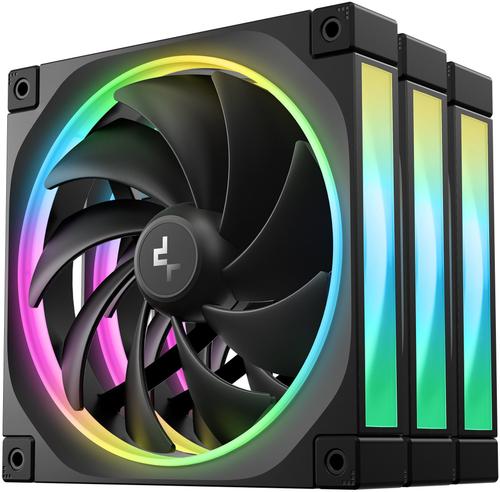 Set 3 ventilatoare DeepCool FL14 R-FL14-BKAPN3-G, 140mm, ARGB, PWM, 1700 RPM (Negru)
