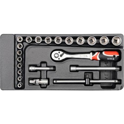 Trusa chei tubulare Yato YT-5542, 6-22 mm, antrenor patrat 3/8 inch pentru dulap, 22 bucati