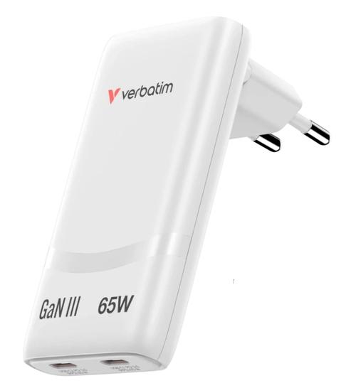 Incarcator retea Verbatim 32355, 2x USB-C, Quick Charge 65 W, GaN (Alb)